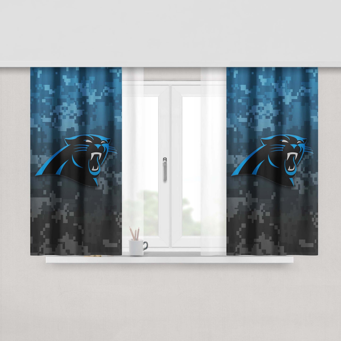 Carolina Panthers Logo Camo Peach Skin Window Curtains