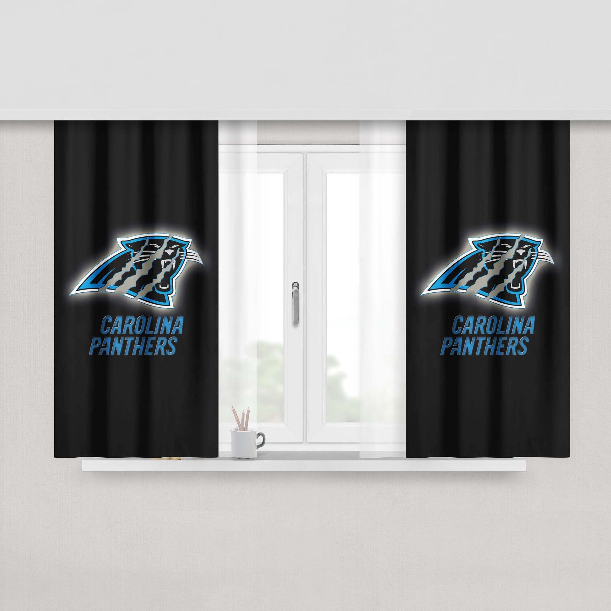 Carolina Panthers Logo Peach Skin Window Curtains