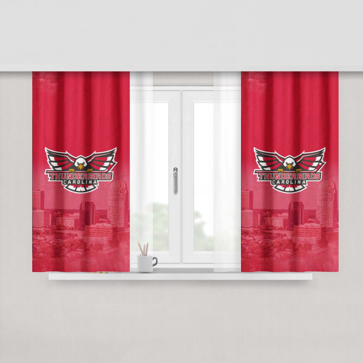 Carolina Thunderbirds Peach Skin Window Curtains