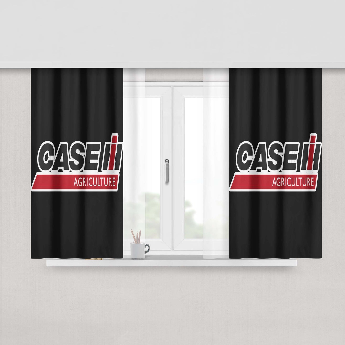 Case Ih Tractor Diesel Logo Peach Skin Window Curtains