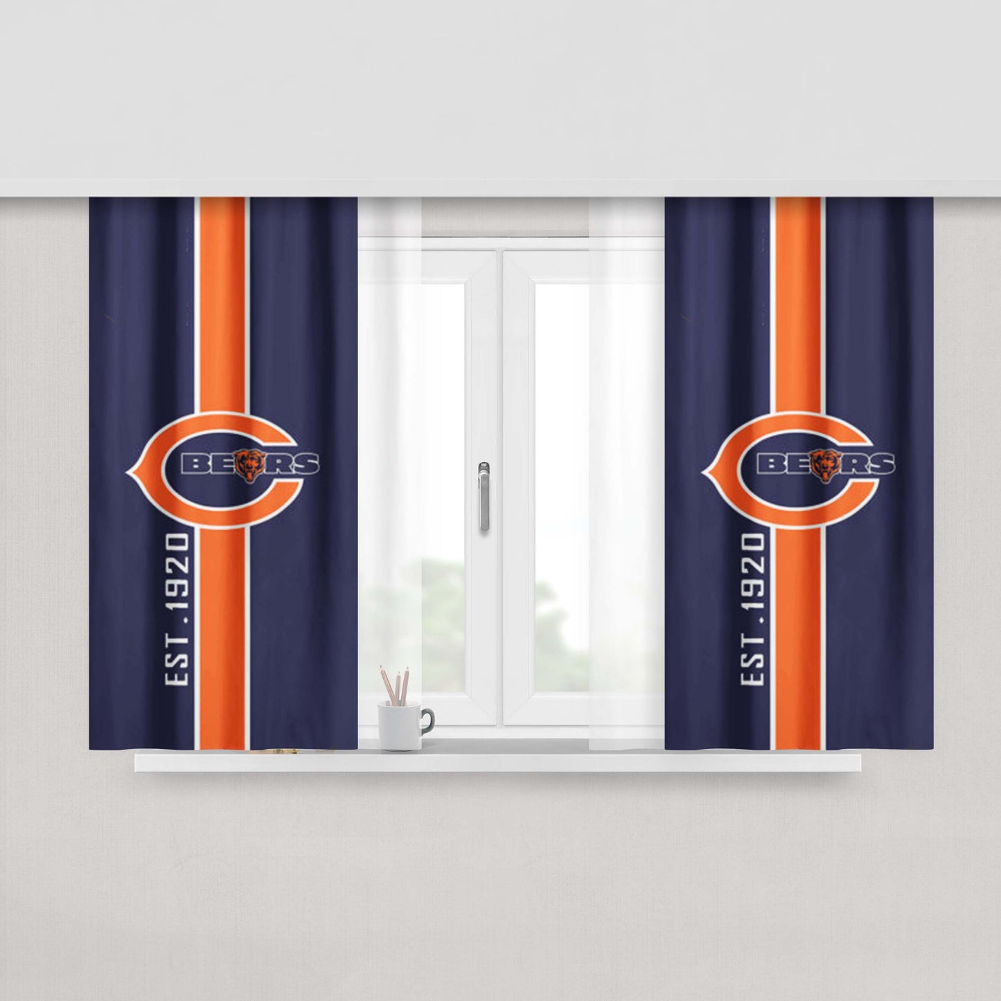 Chicago Bear Est 1920 Peach Skin Window Curtains