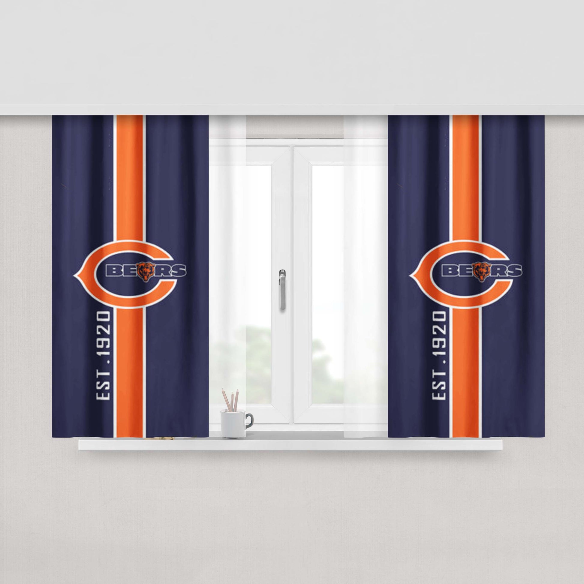 Chicago Bear Est 1920 Peach Skin Window Curtains