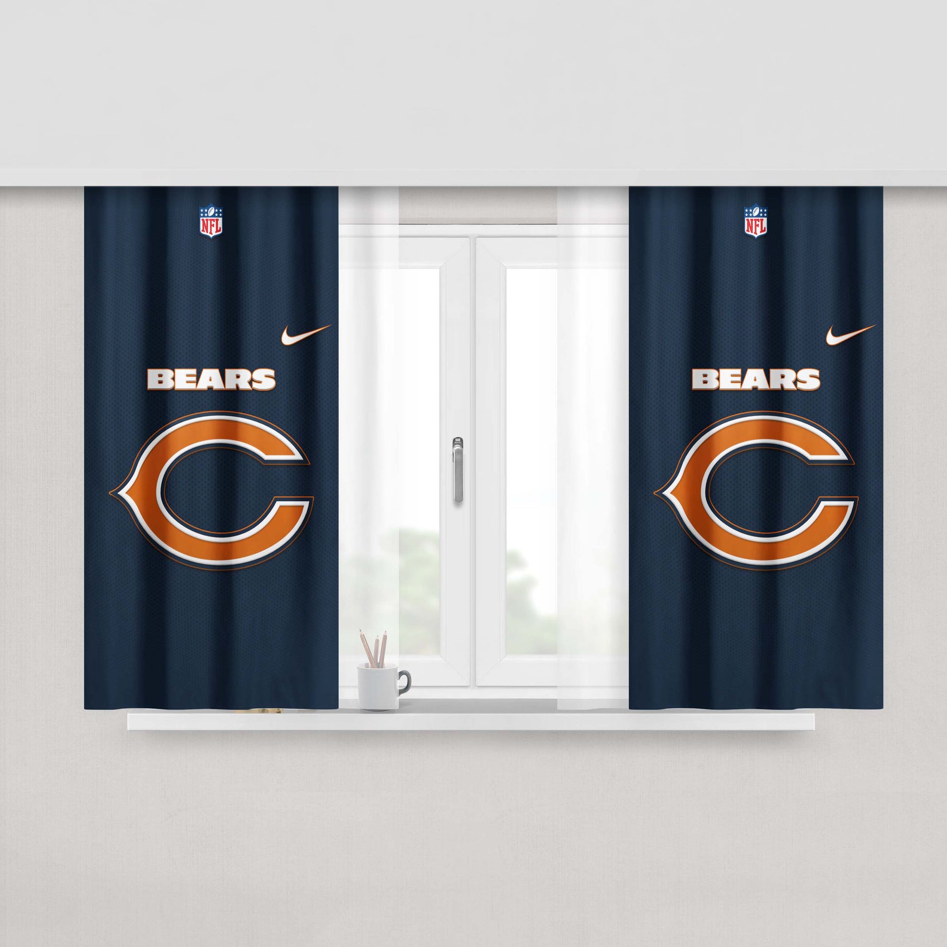 Chicago Bears Nfl 3 Peach Skin Window Curtains