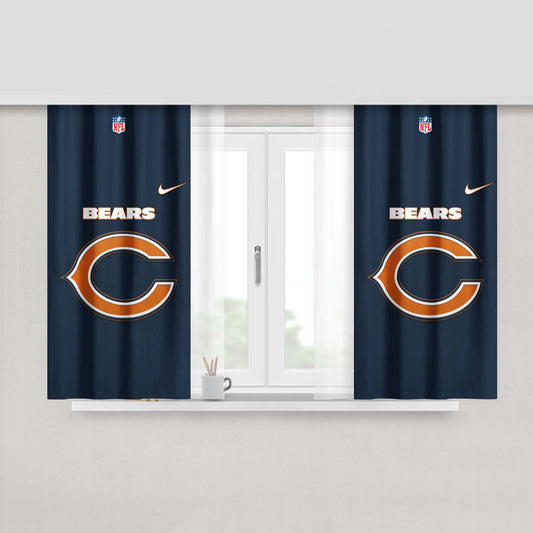 Chicago Bears Nfl 3 Peach Skin Window Curtains