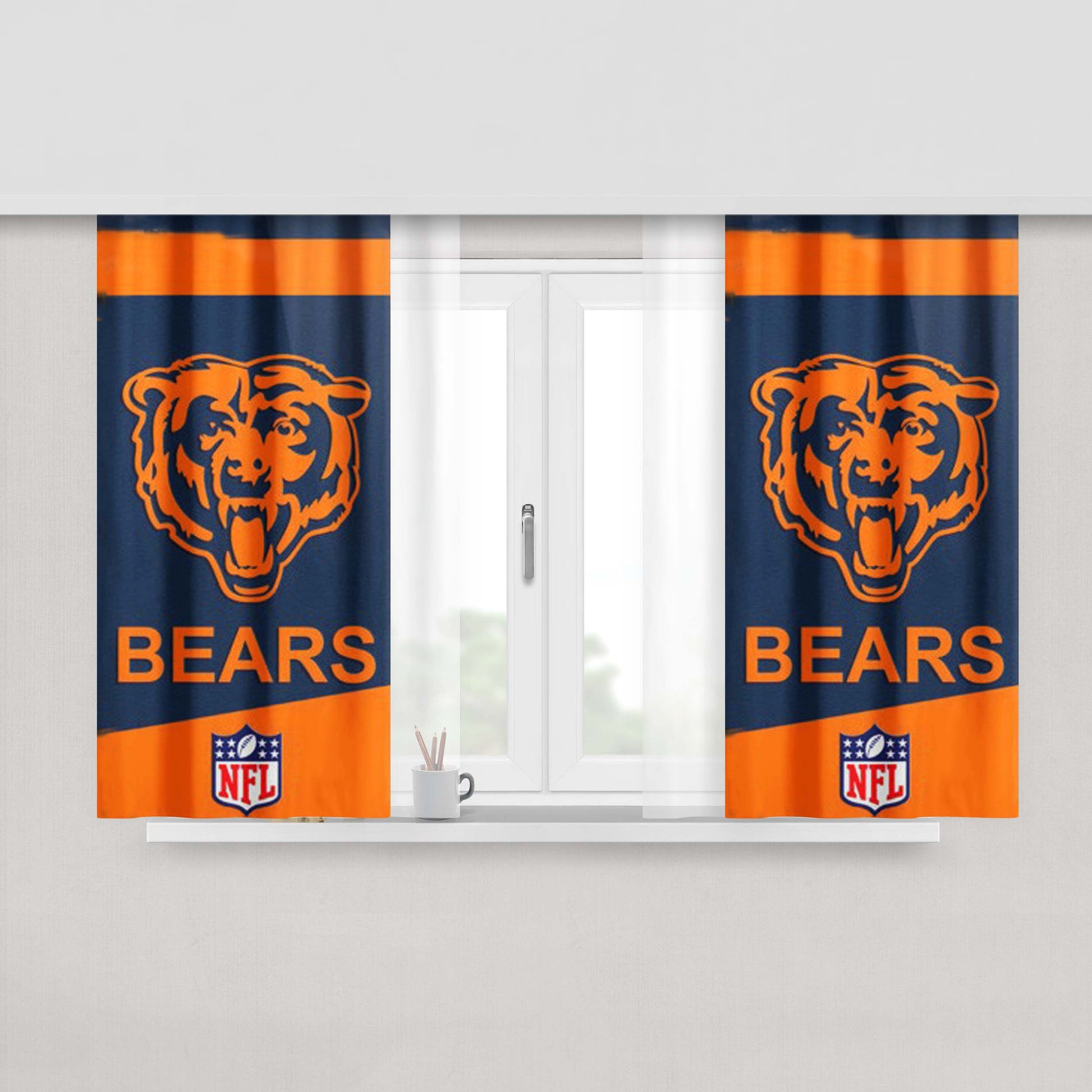 Chicago Bears Nfl Sport Logo Peach Skin Window Curtains