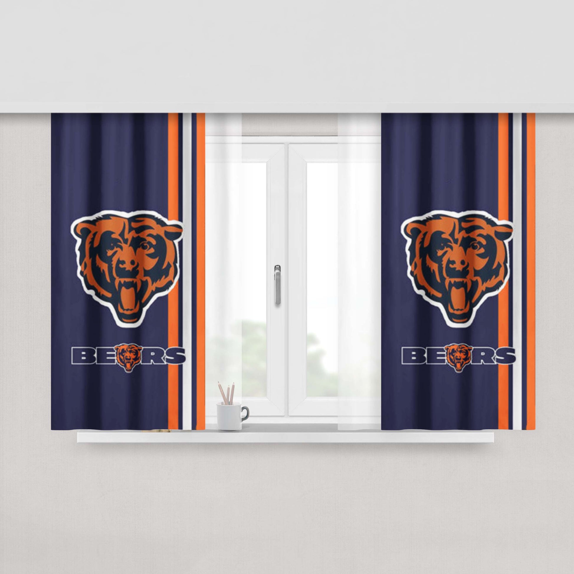 Chicago Bears Nfl Stripe Peach Skin Window Curtains