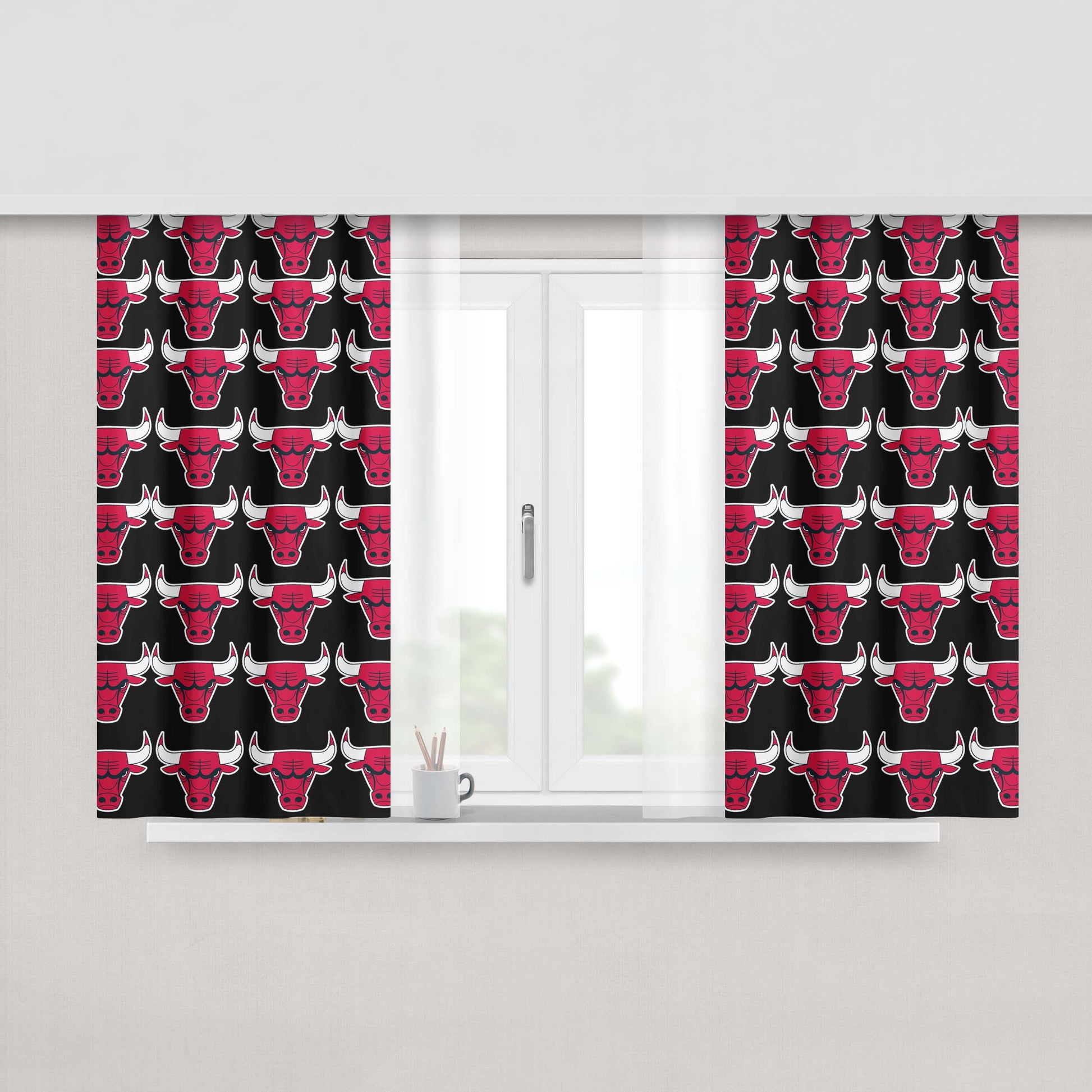 Chicago Bulls Basket Ball Peach Skin Window Curtains