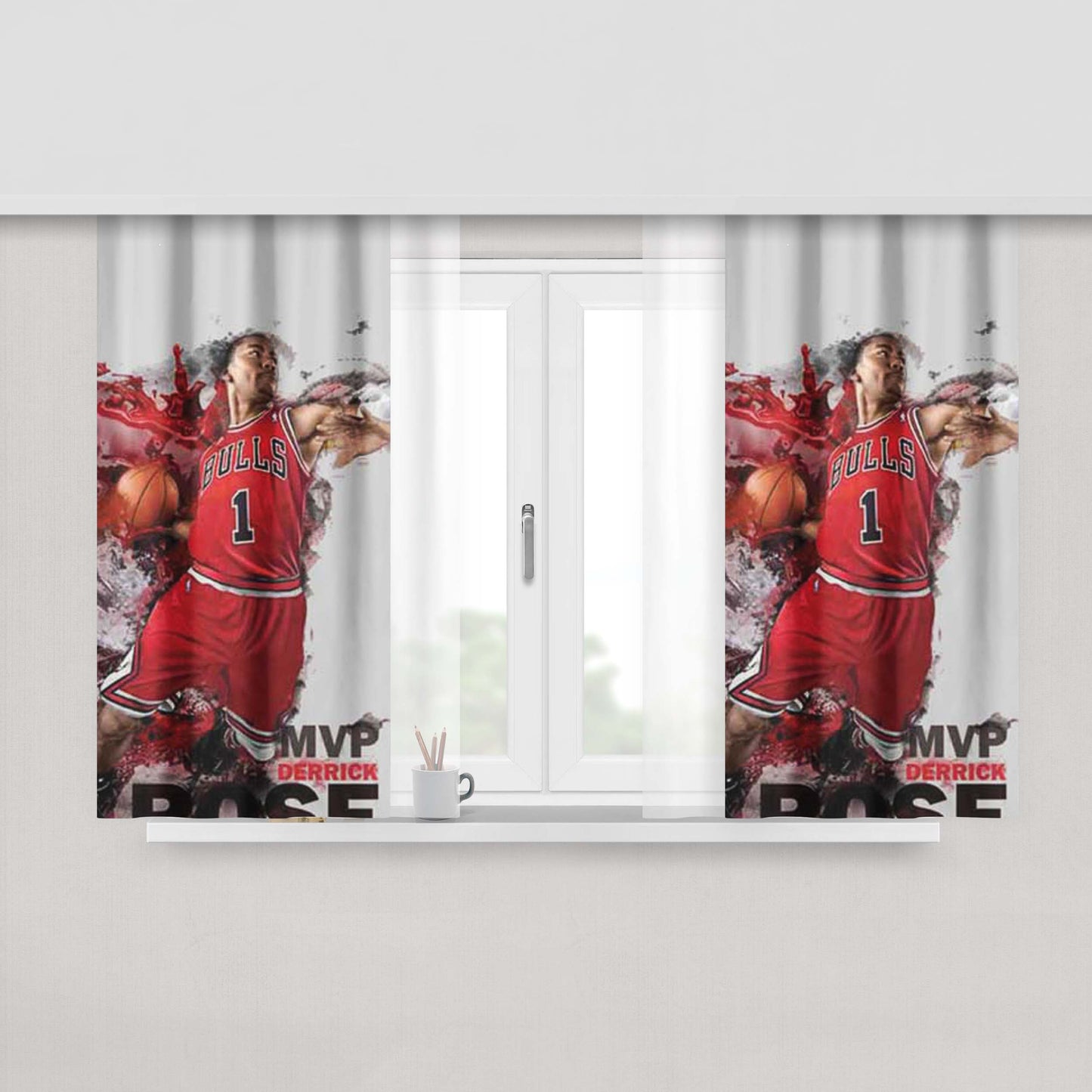 Chicago Bulls Derrick Rose Mvp 2 Peach Skin Window Curtains