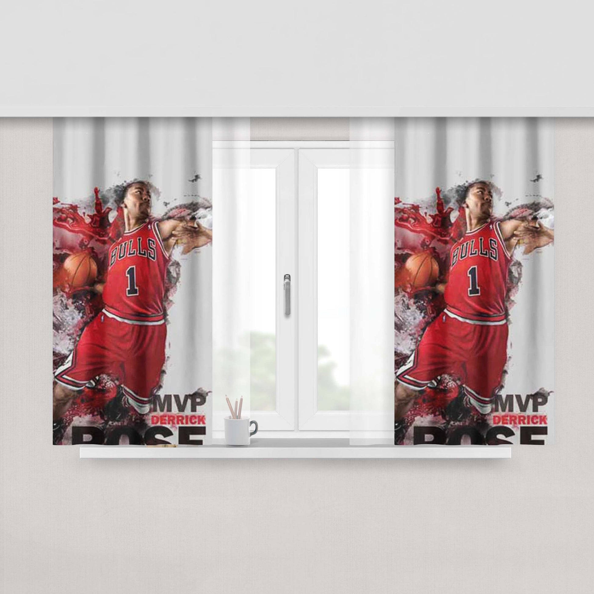 Chicago Bulls Derrick Rose Mvp 2 Peach Skin Window Curtains