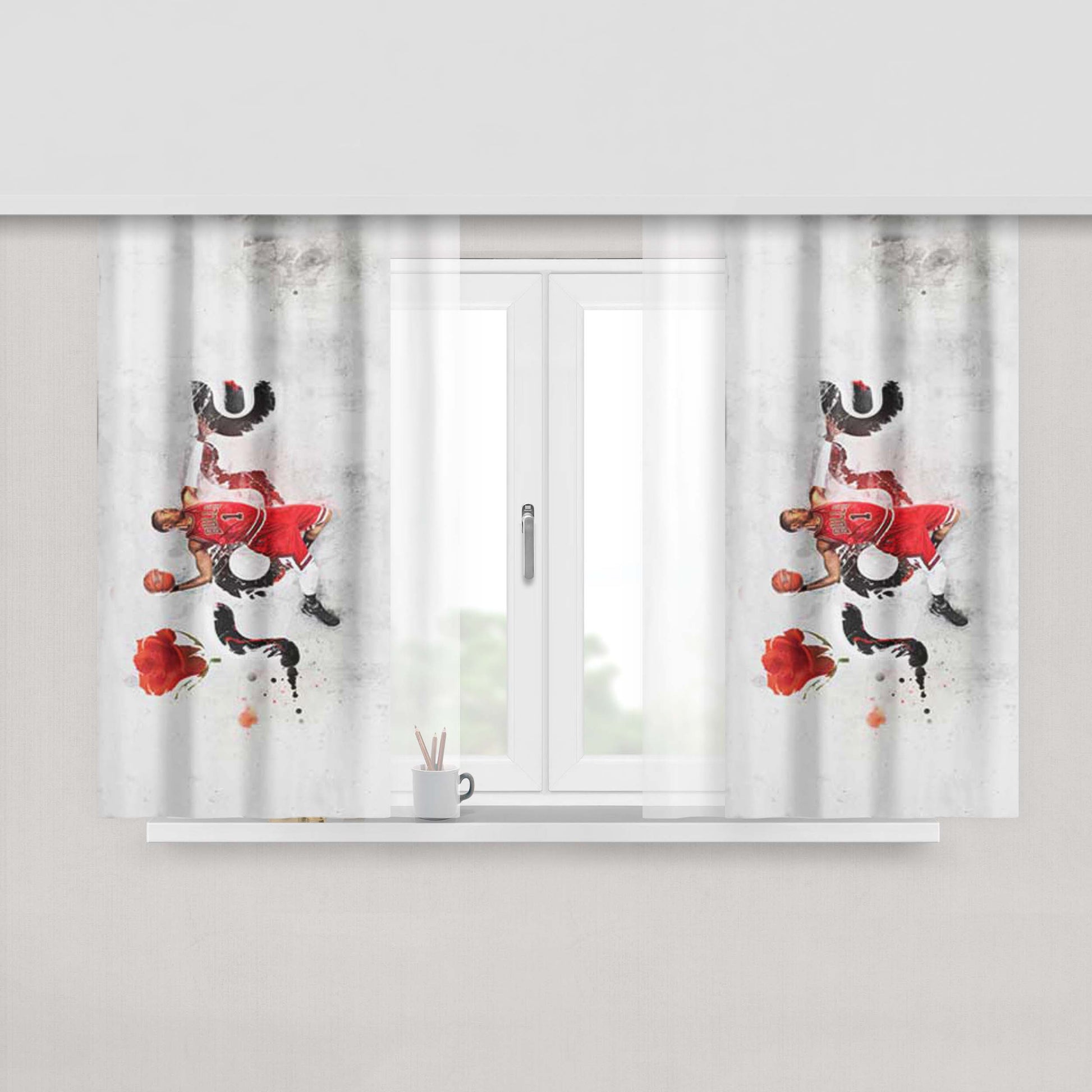 Chicago Bulls Derrick Rose Peach Skin Window Curtains