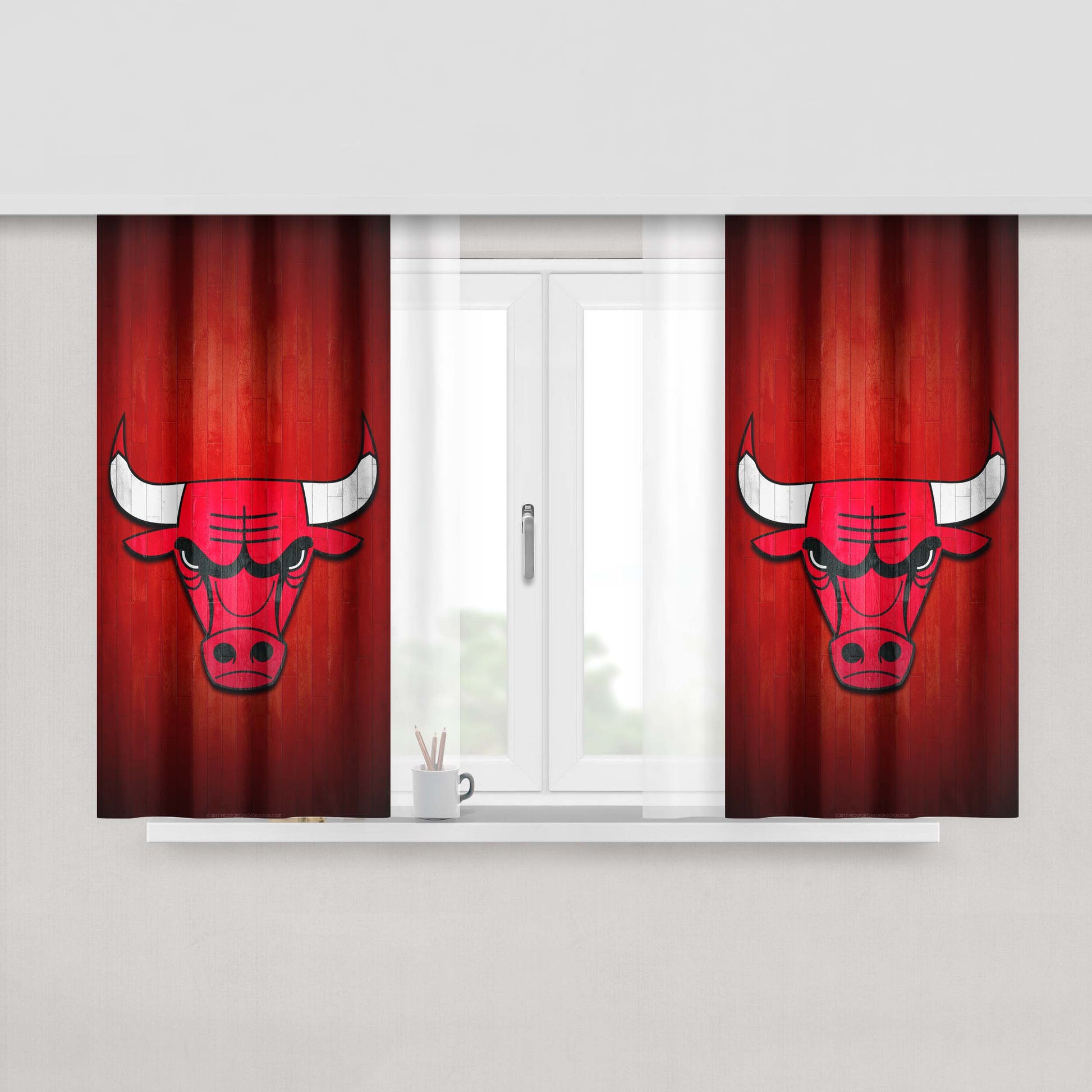 Chicago Bulls Hardwood 2 Peach Skin Window Curtains