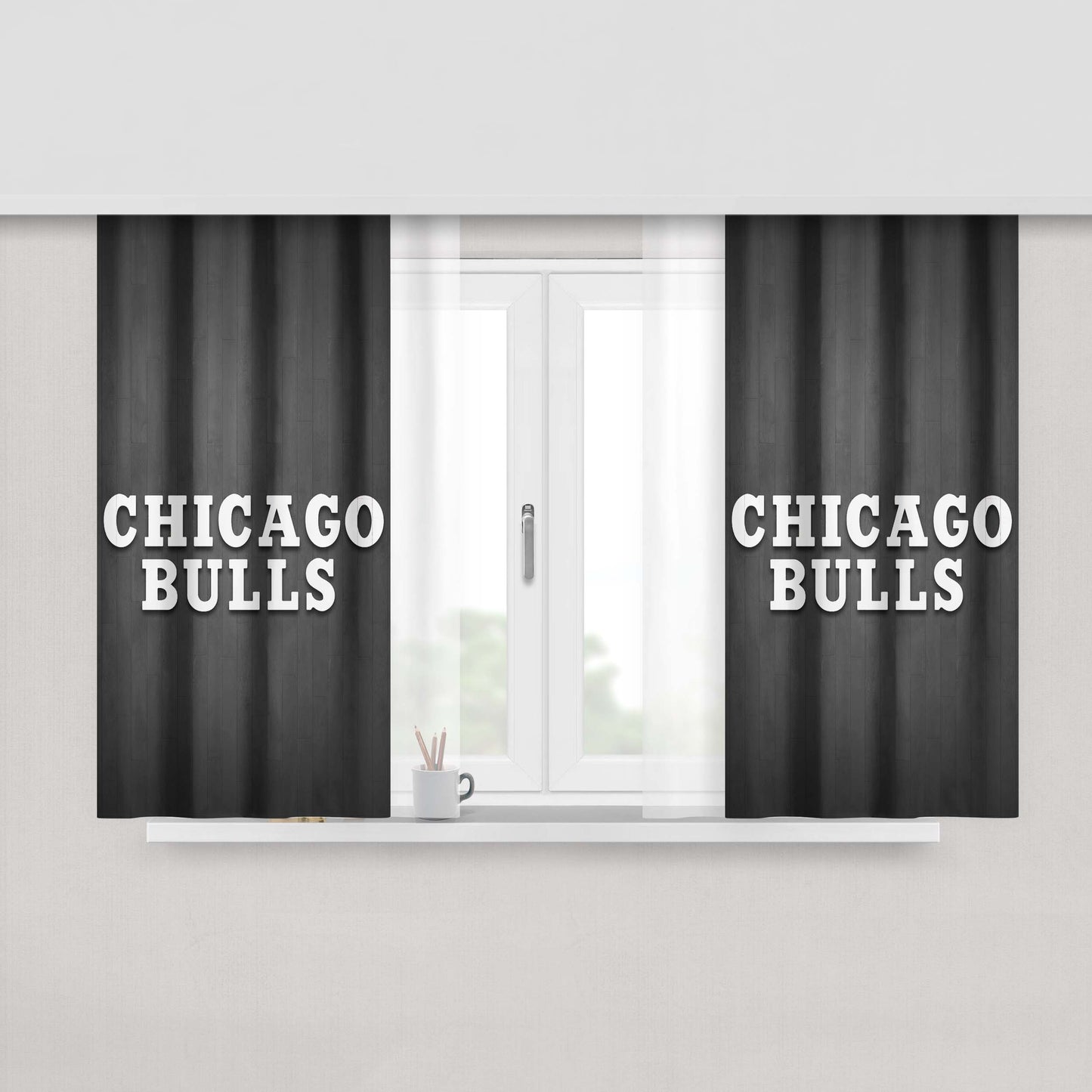 Chicago Bulls Hardwood Peach Skin Window Curtains