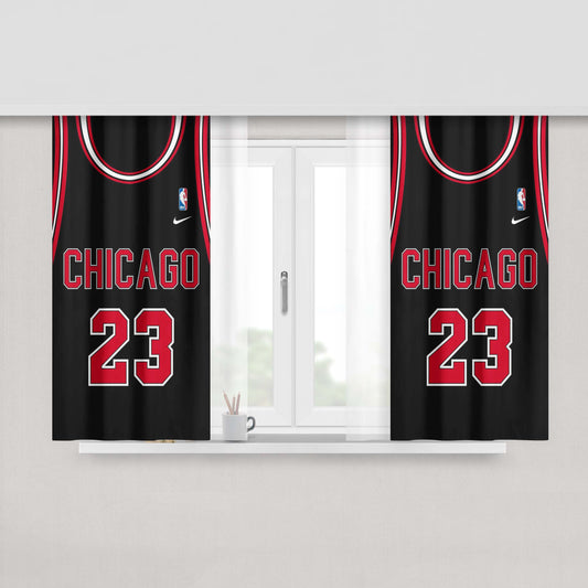 Chicago Bulls Jersey Uniform Basketball Number 23 Peach Skin Window Curtains