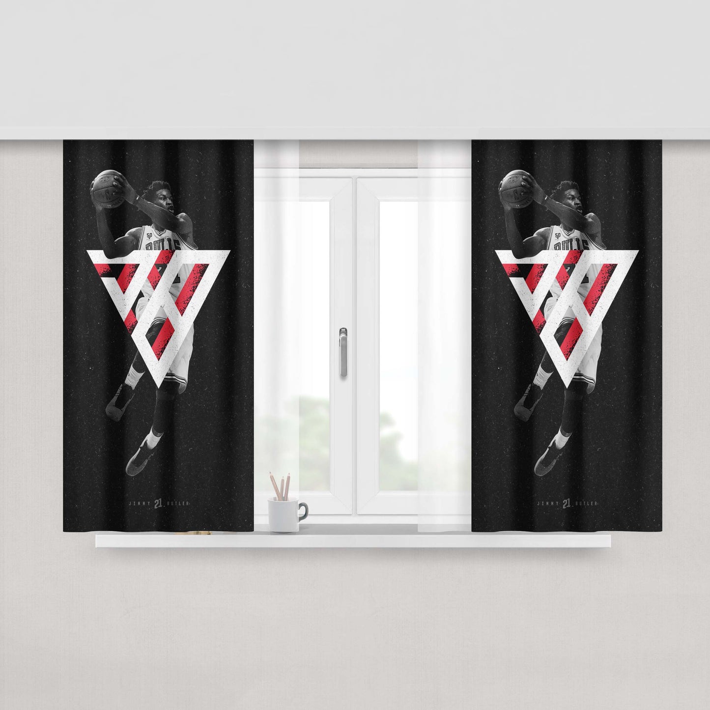 Chicago Bulls Jimmy Butler Peach Skin Window Curtains