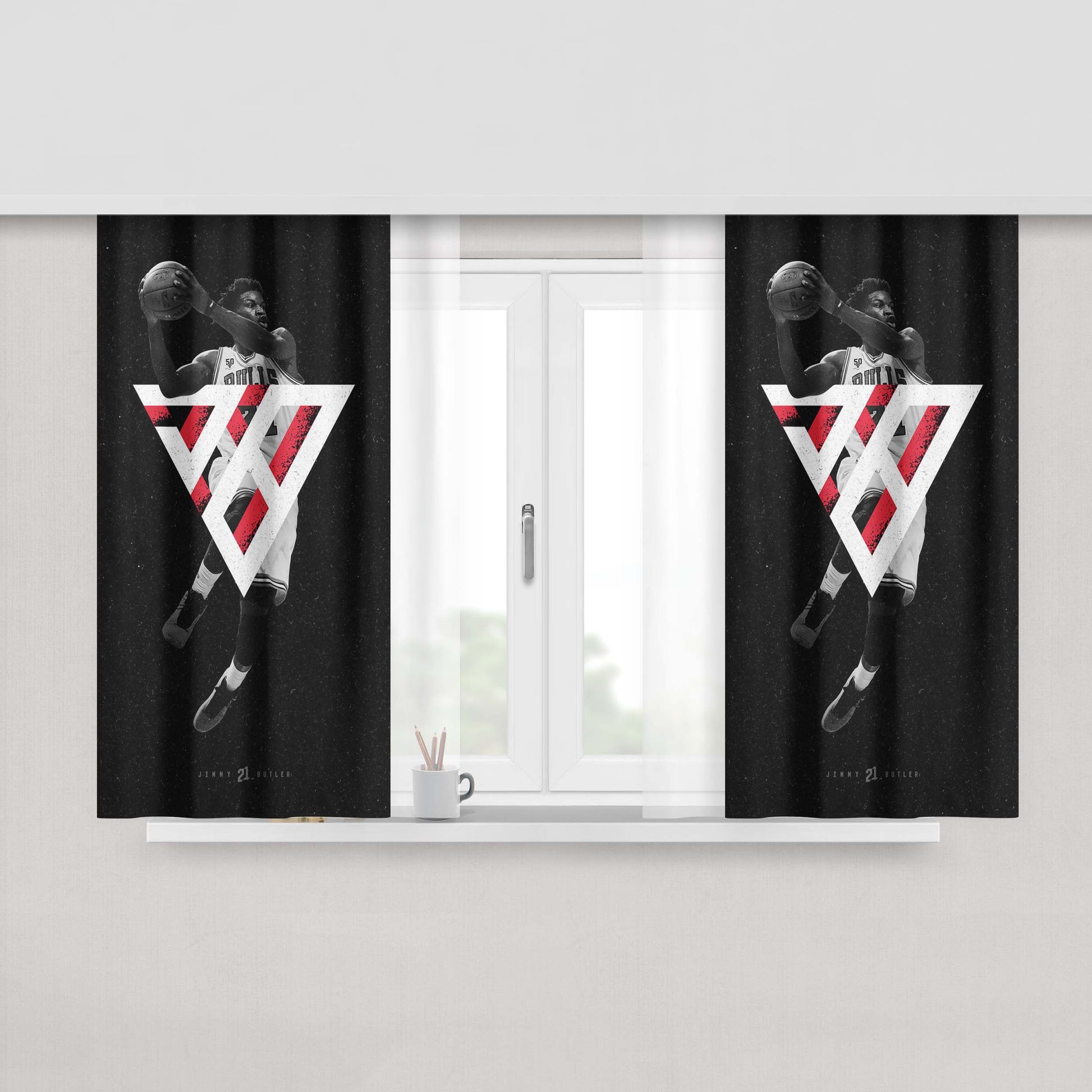 Chicago Bulls Jimmy Butler Peach Skin Window Curtains