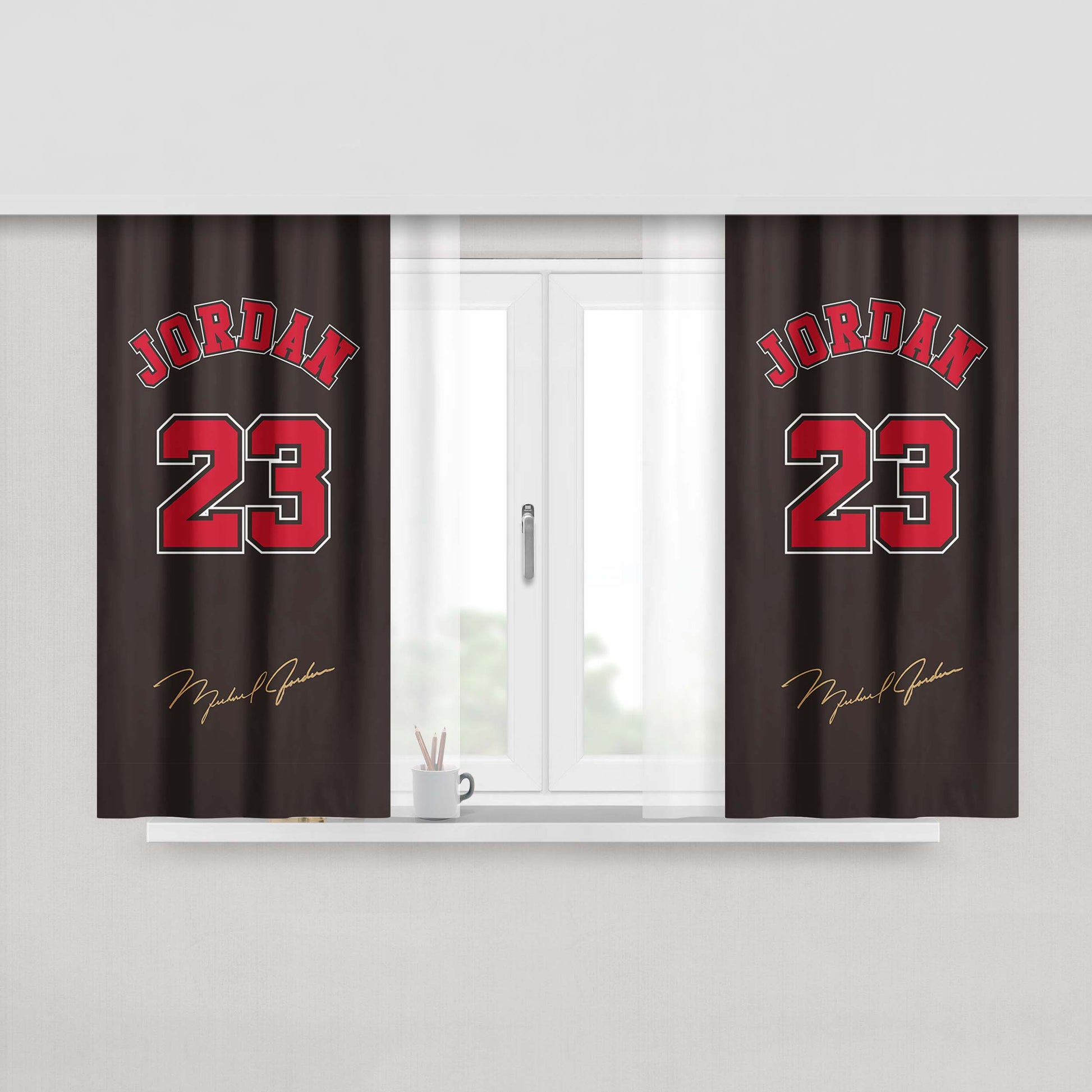 Chicago Bulls Jordan Black Peach Skin Window Curtains