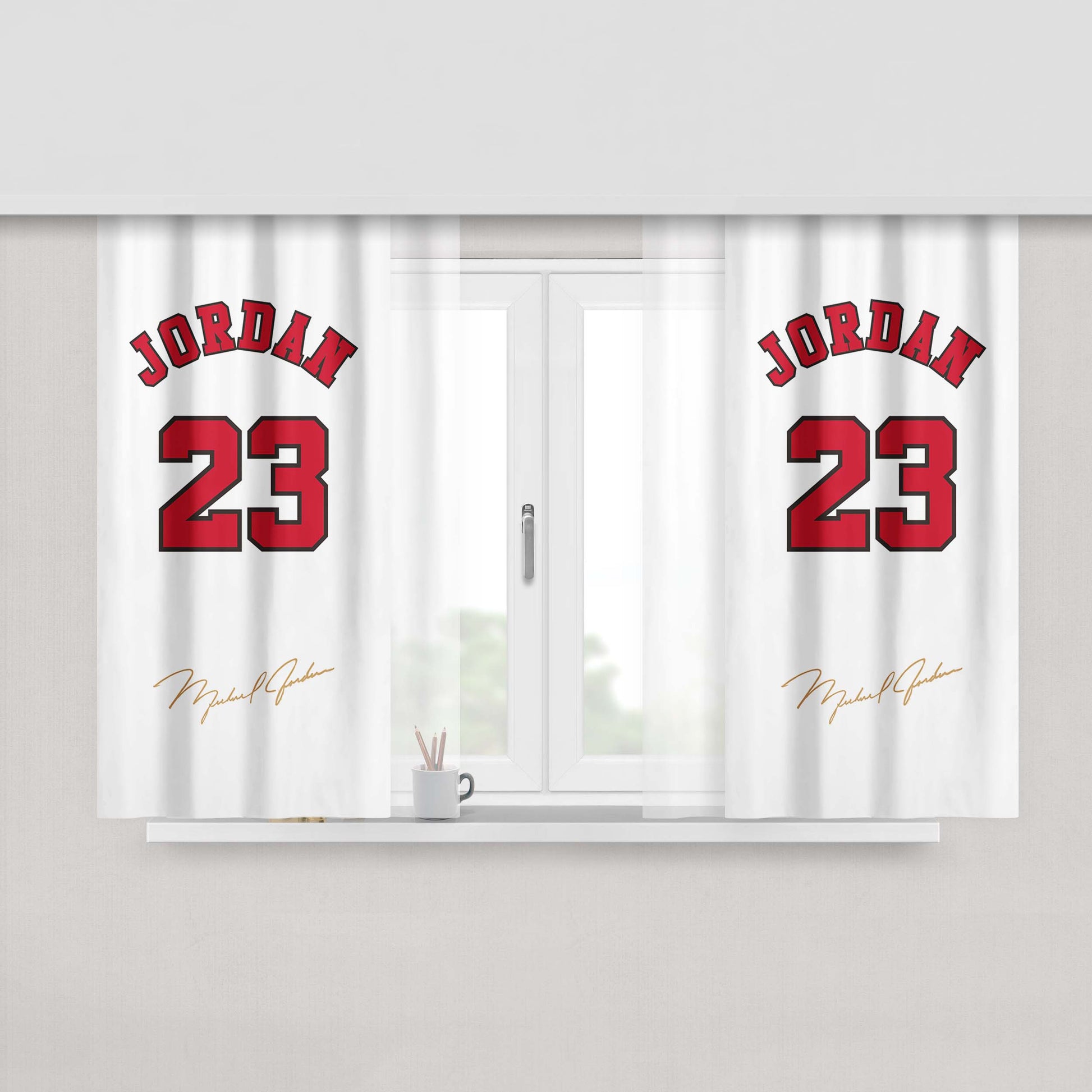 Chicago Bulls Jordan White Peach Skin Window Curtains