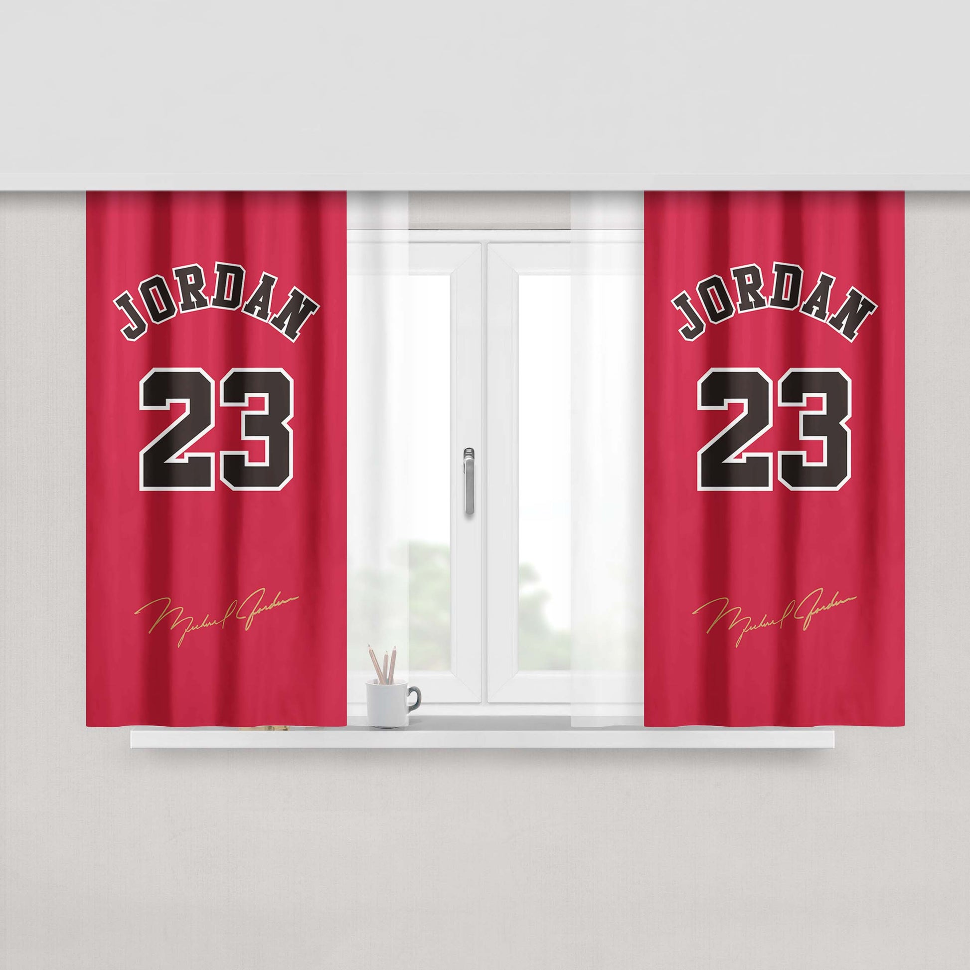 Chicago Bulls Jordan Peach Skin Window Curtains