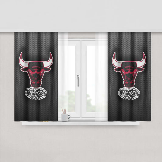 Chicago Bulls Logo Peach Skin Window Curtains