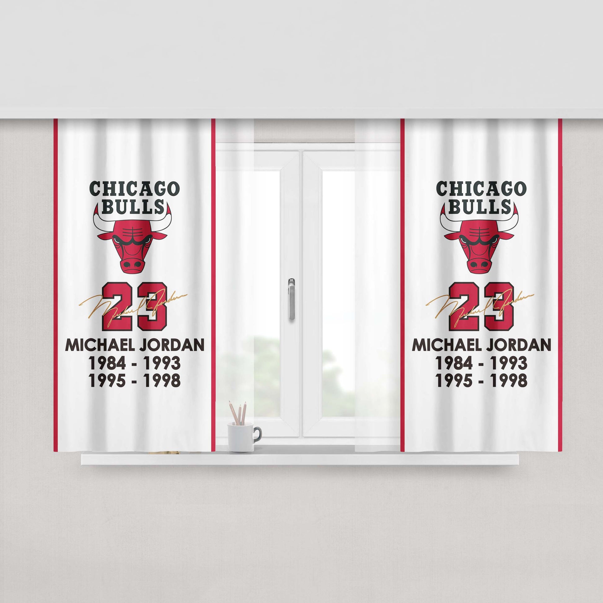 Chicago Bulls Michael Jordan Peach Skin Window Curtains