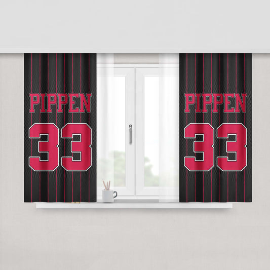 Chicago Bulls Pippen 33 Jersey Peach Skin Window Curtains