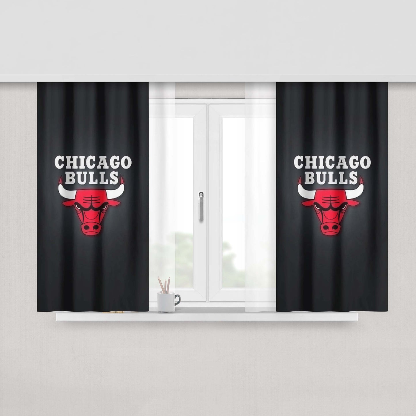 Chicago Bulls Wallpaper Peach Skin Window Curtains