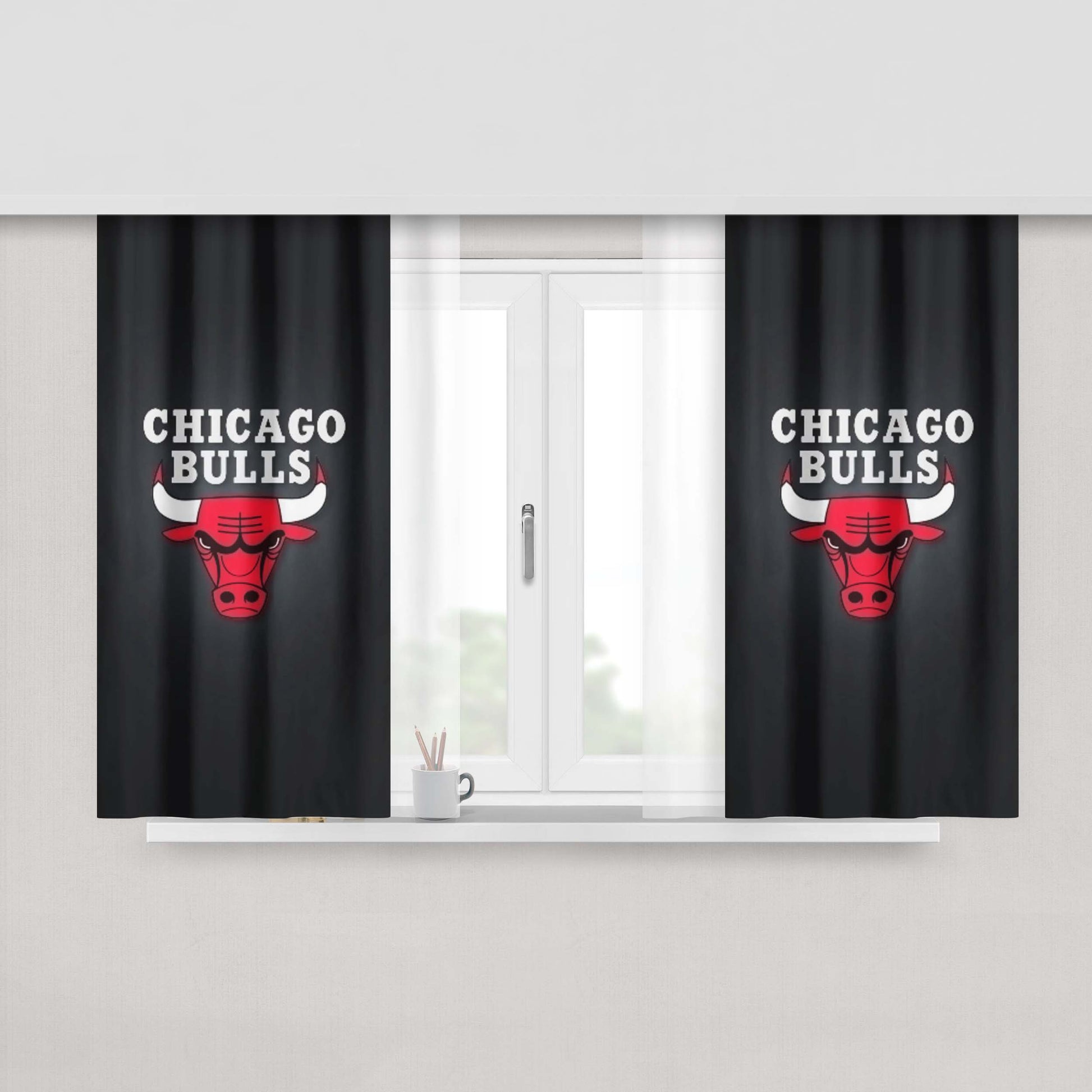 Chicago Bulls Wallpaper Peach Skin Window Curtains