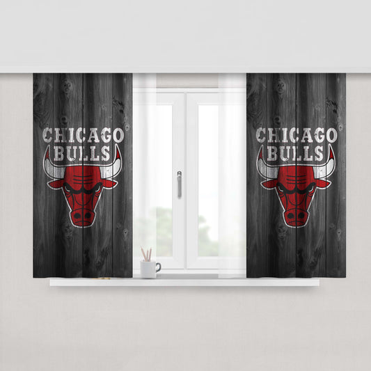 Chicago Bulls Wooden Peach Skin Window Curtains