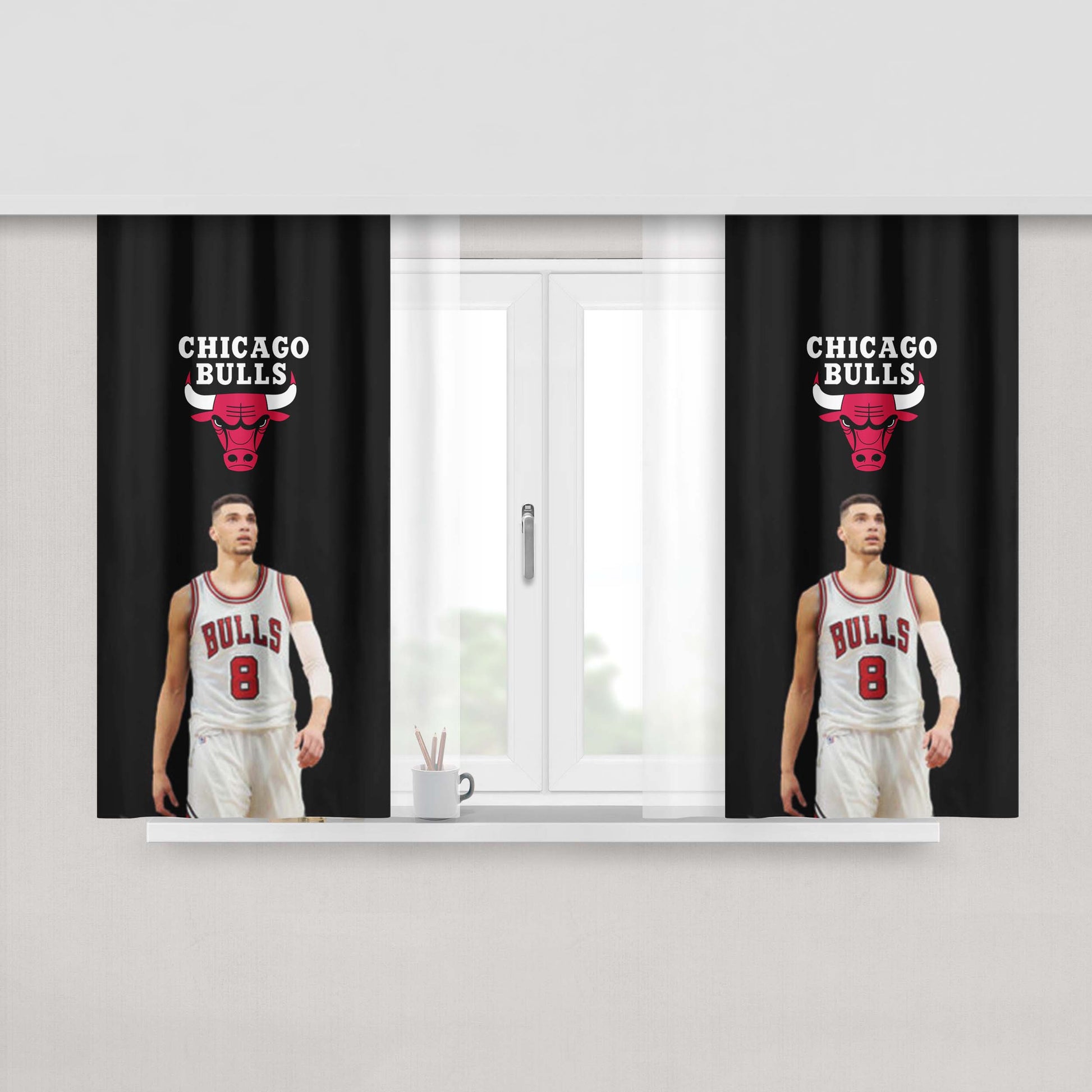 Chicago Bulls Zach Lavine Peach Skin Window Curtains