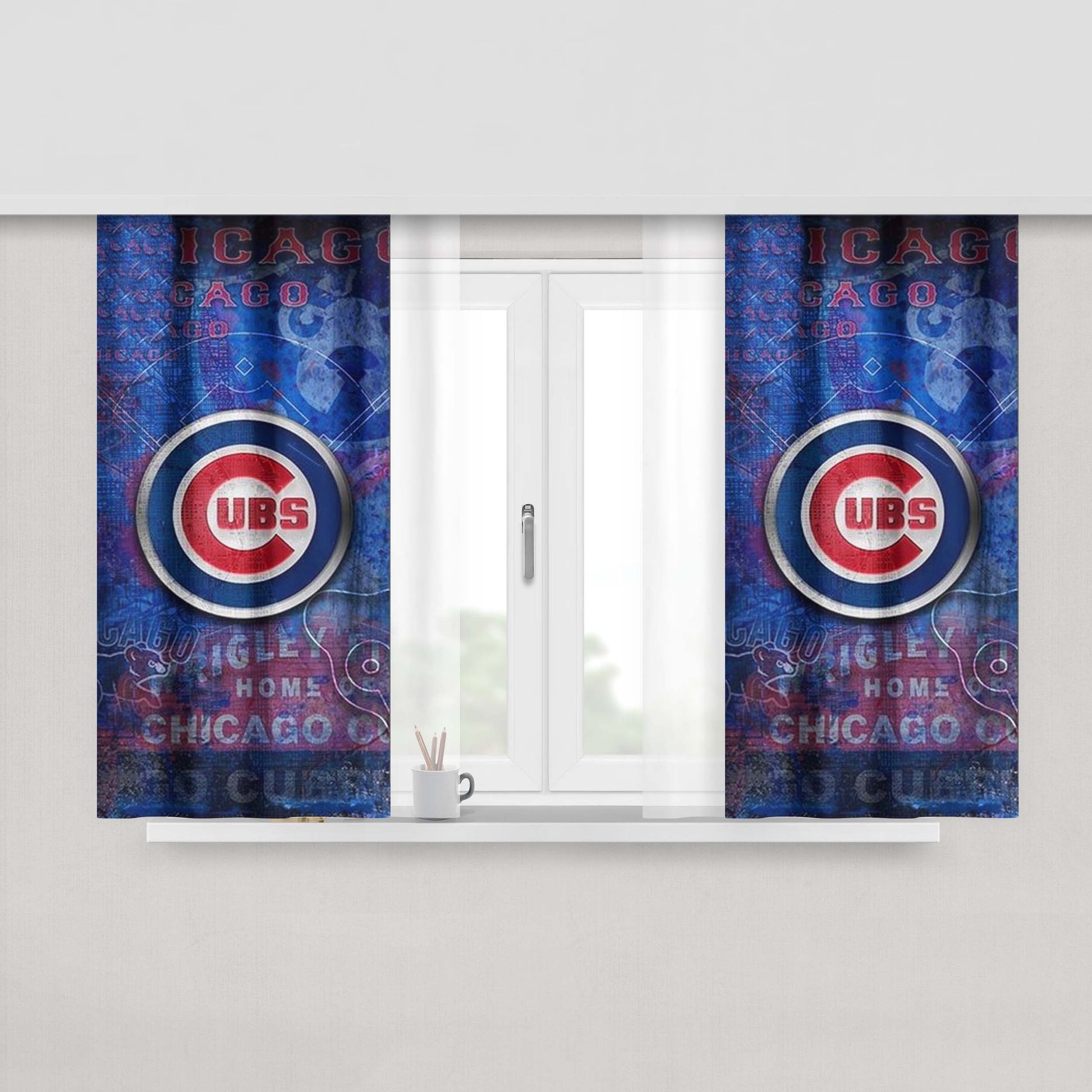 Chicago Cubs 3 Peach Skin Window Curtains