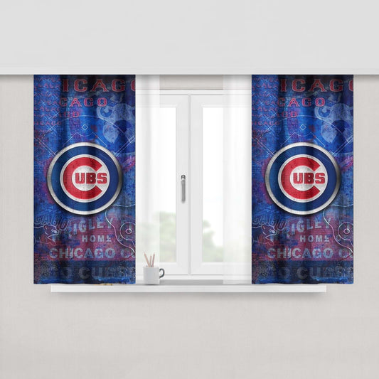 Chicago Cubs 3 Peach Skin Window Curtains