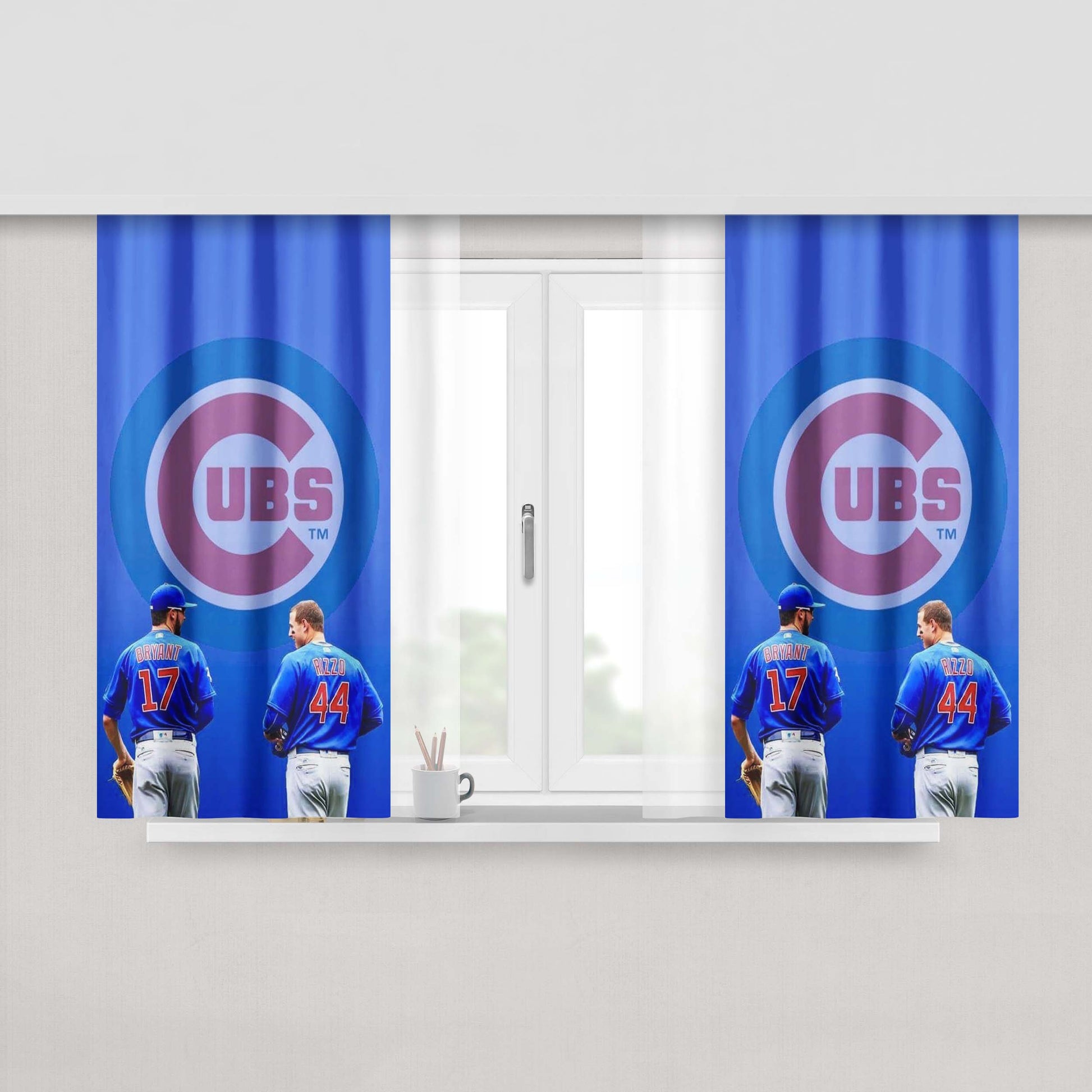 Chicago Cubs Baseba Peach Skin Window Curtains