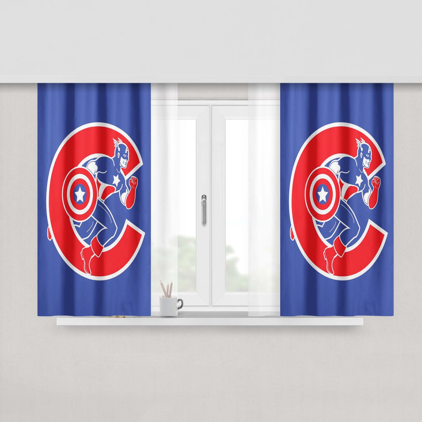 Chicago Cubs Captain America Peach Skin Window Curtains