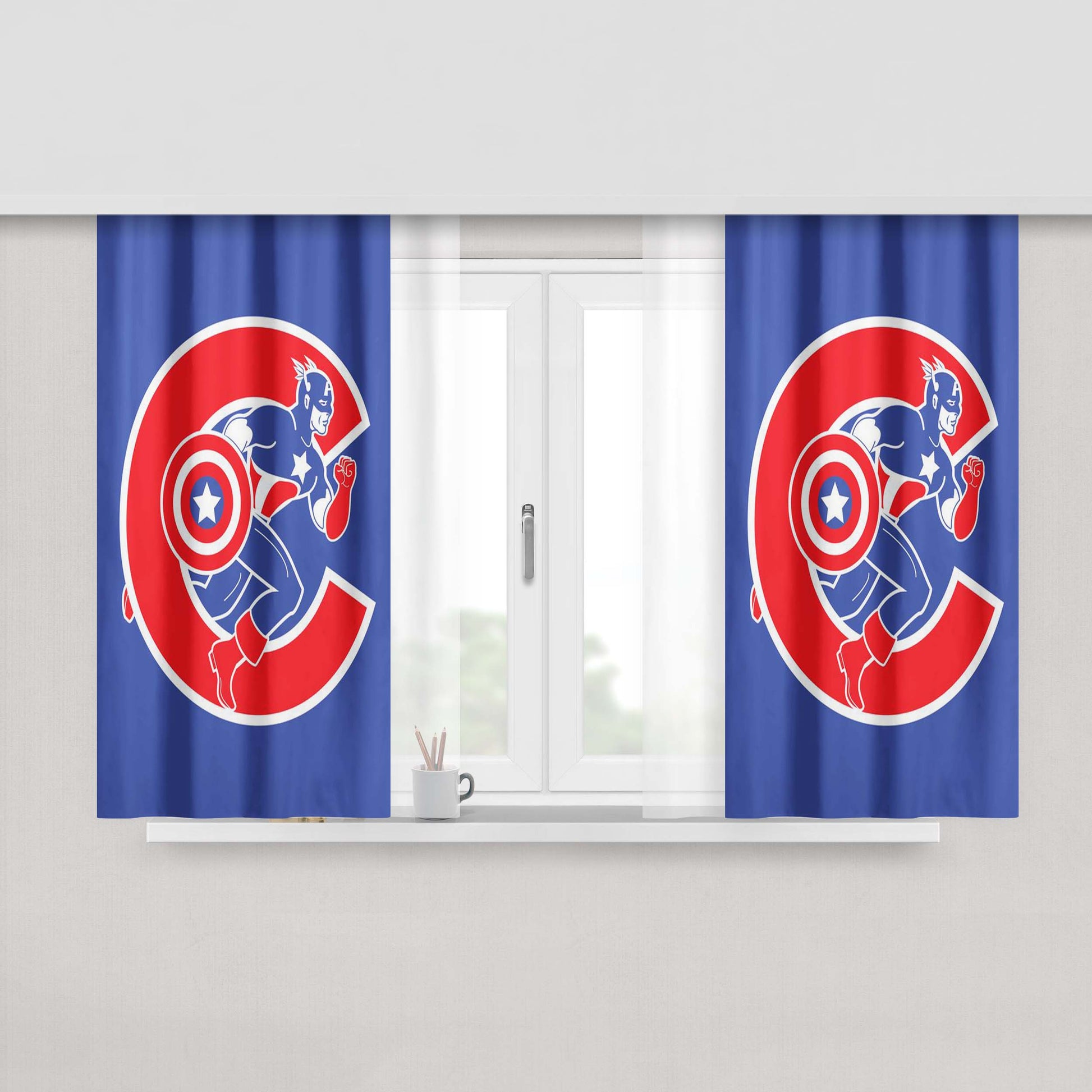 Chicago Cubs Captain America Peach Skin Window Curtains