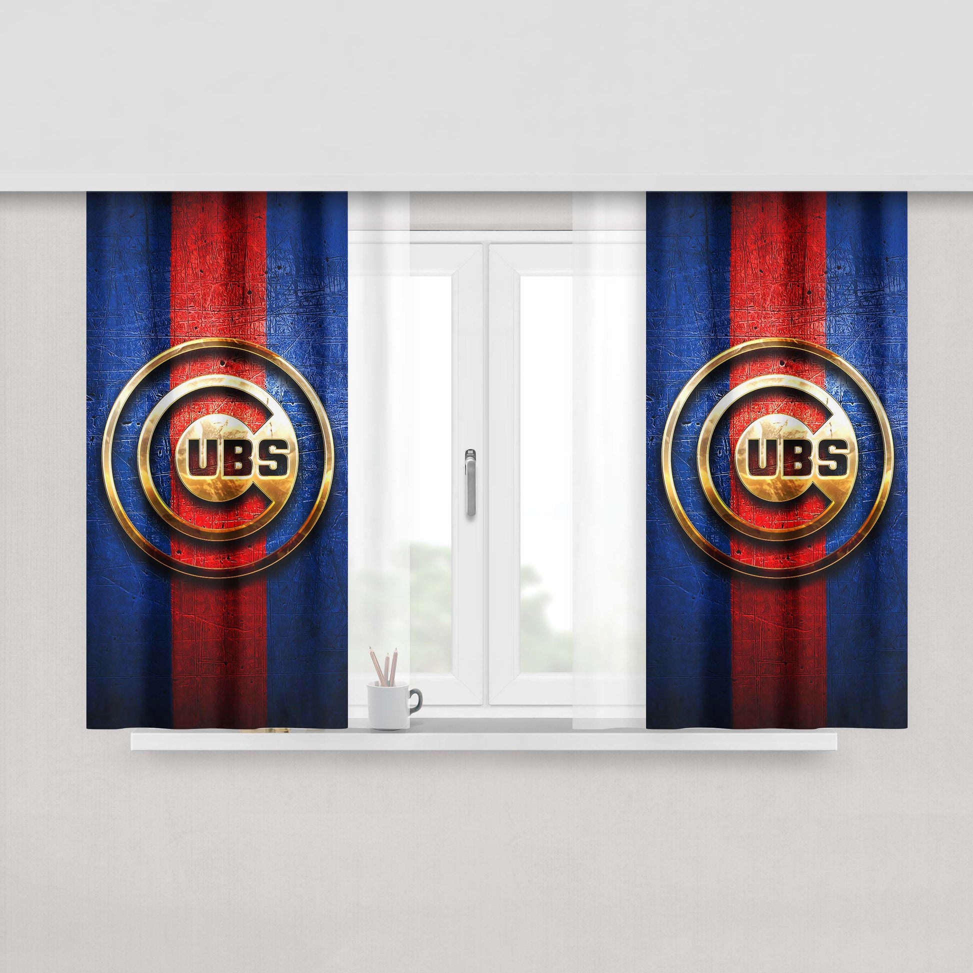 Chicago Cubs Golden American Baseball Peach Skin Window Curtains