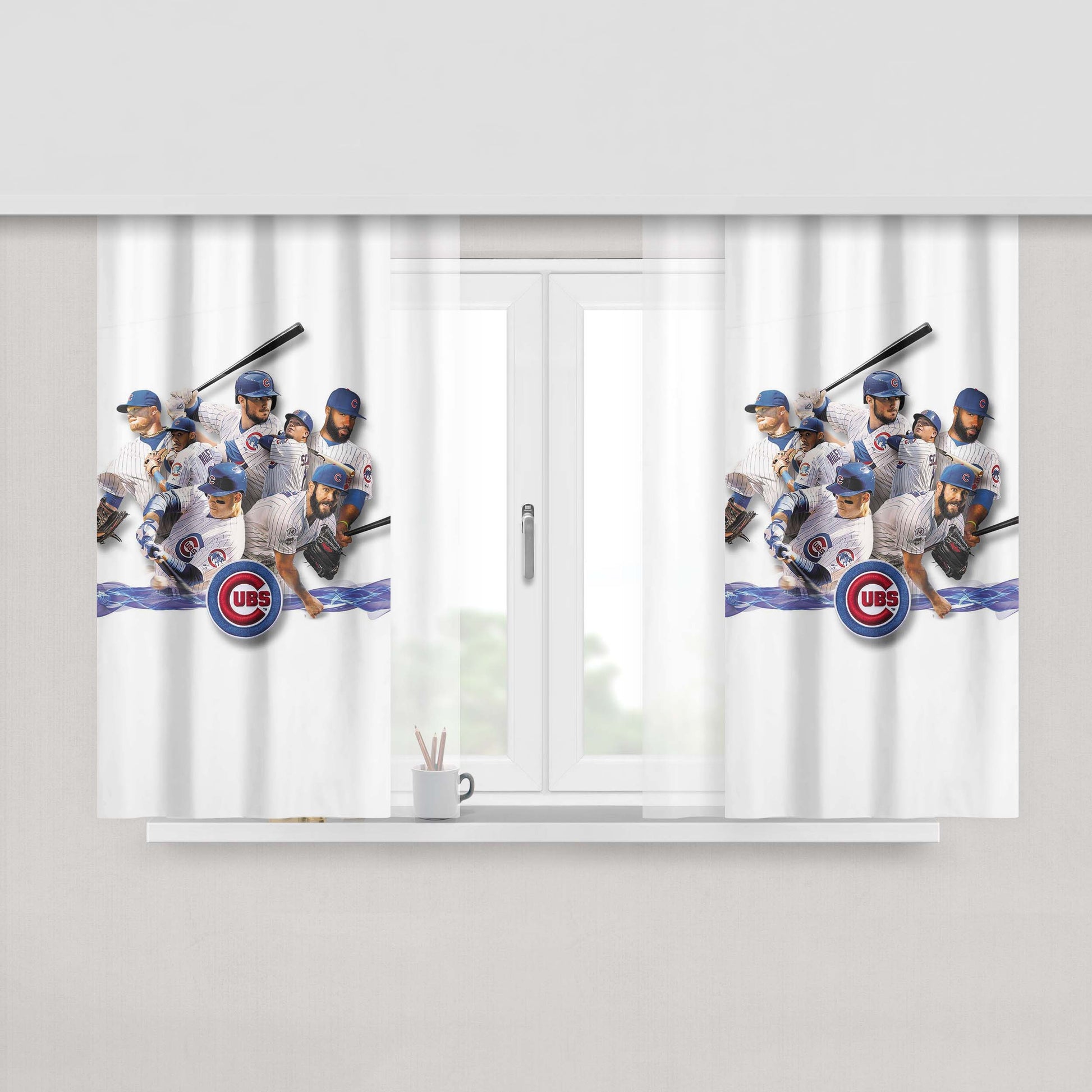 Chicago Cubs Legend Player Peach Skin Window Curtains