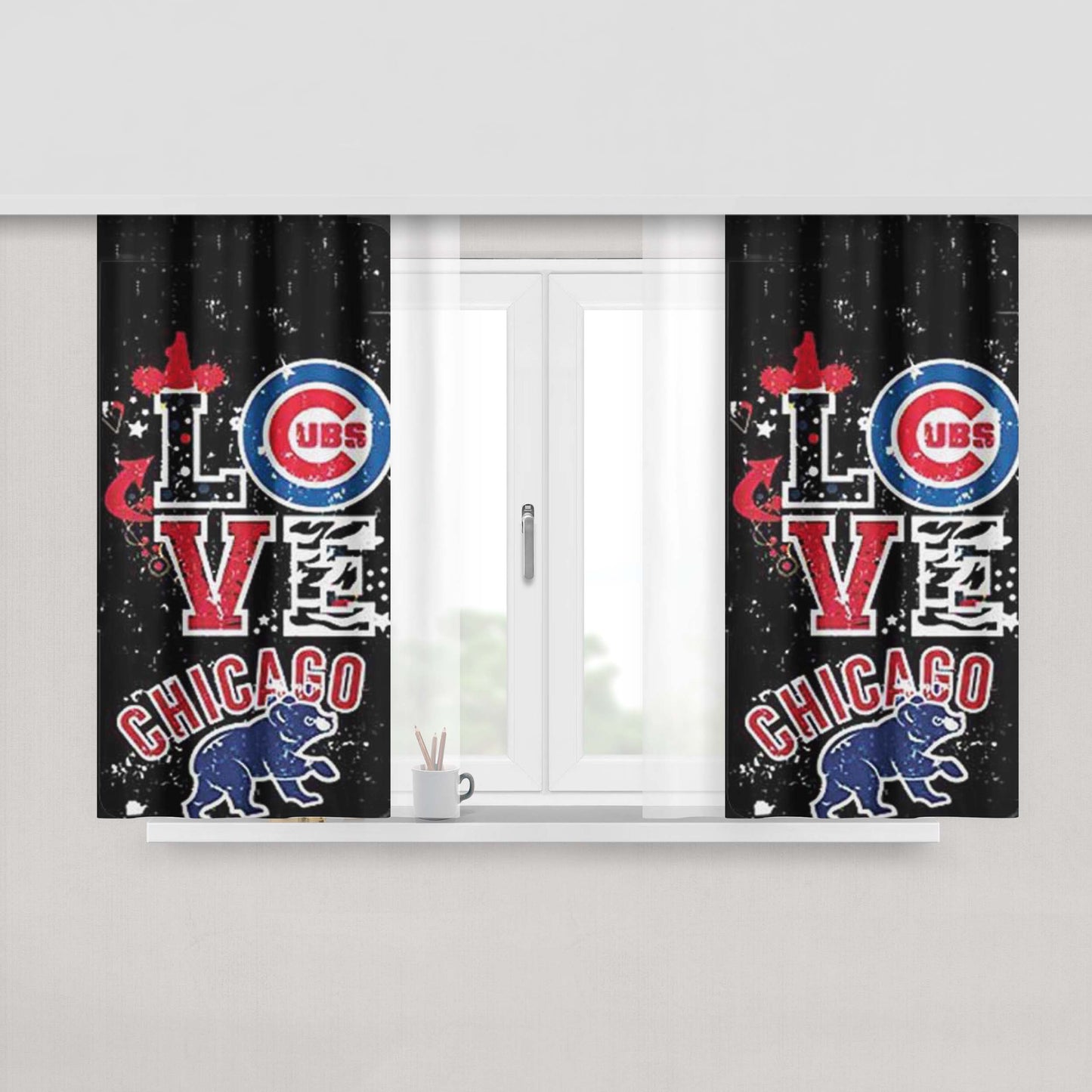 Chicago Cubs Love Peach Skin Window Curtains