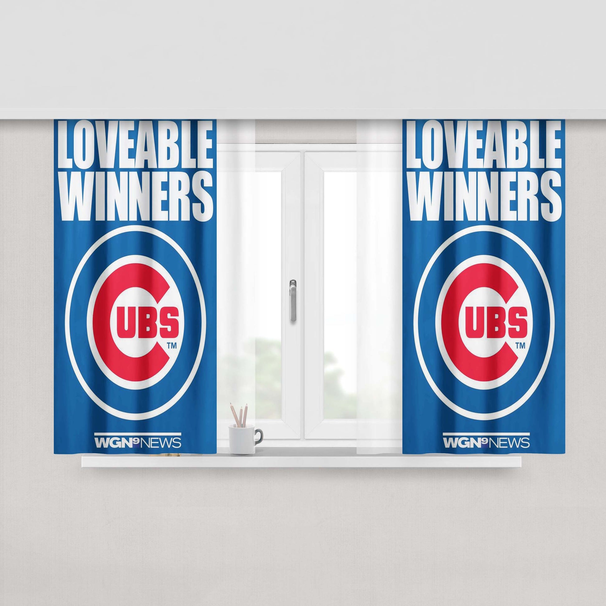 Chicago Cubs Loveable Winner Peach Skin Window Curtains