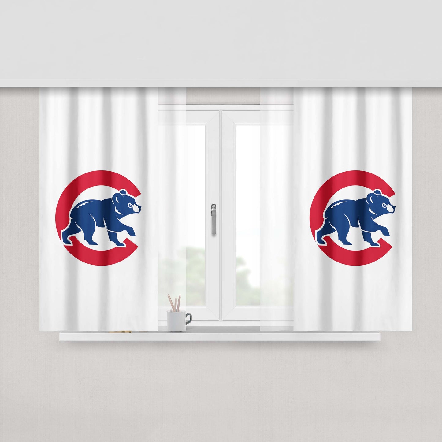 Chicago Cubs New Logo Peach Skin Window Curtains