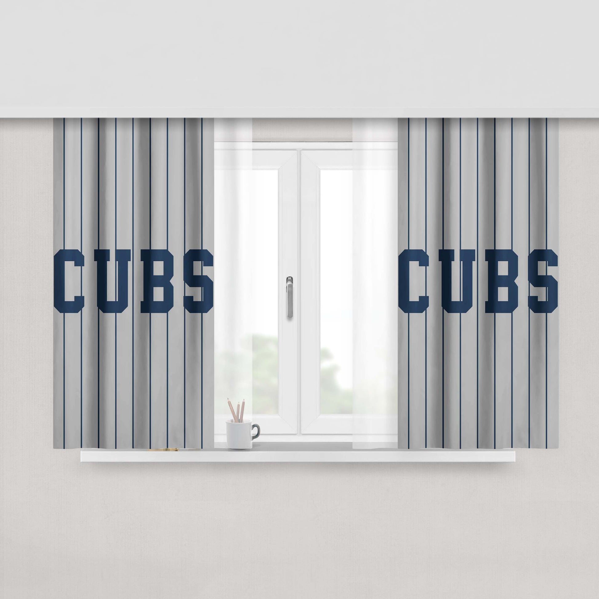Chicago Cubs Stripers Peach Skin Window Curtains