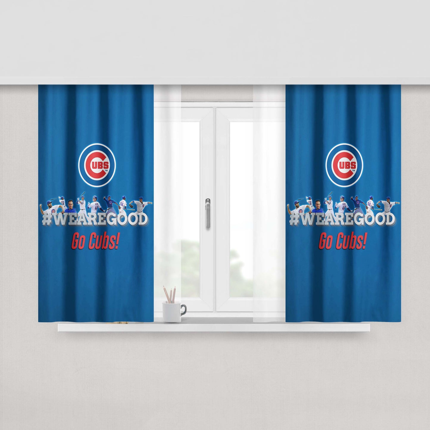 Chicago Cubs We Are Good Peach Skin Window Curtains