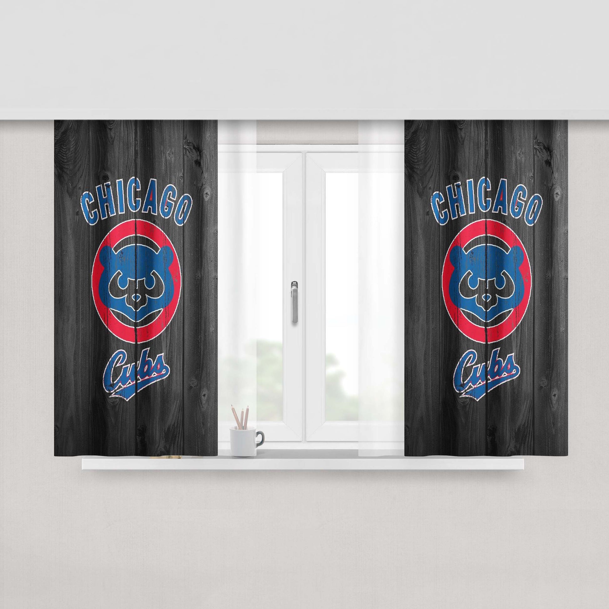 Chicago Cubs Wooden Peach Skin Window Curtains