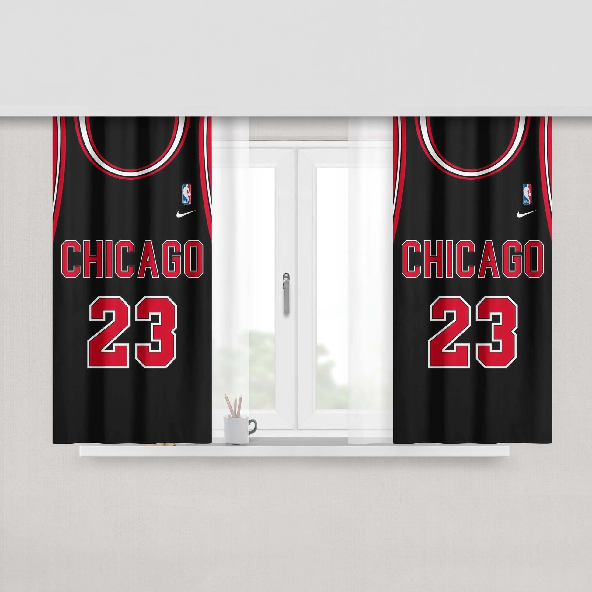Chicago Twenty Three Jordan Shirt Style Peach Skin Window Curtains