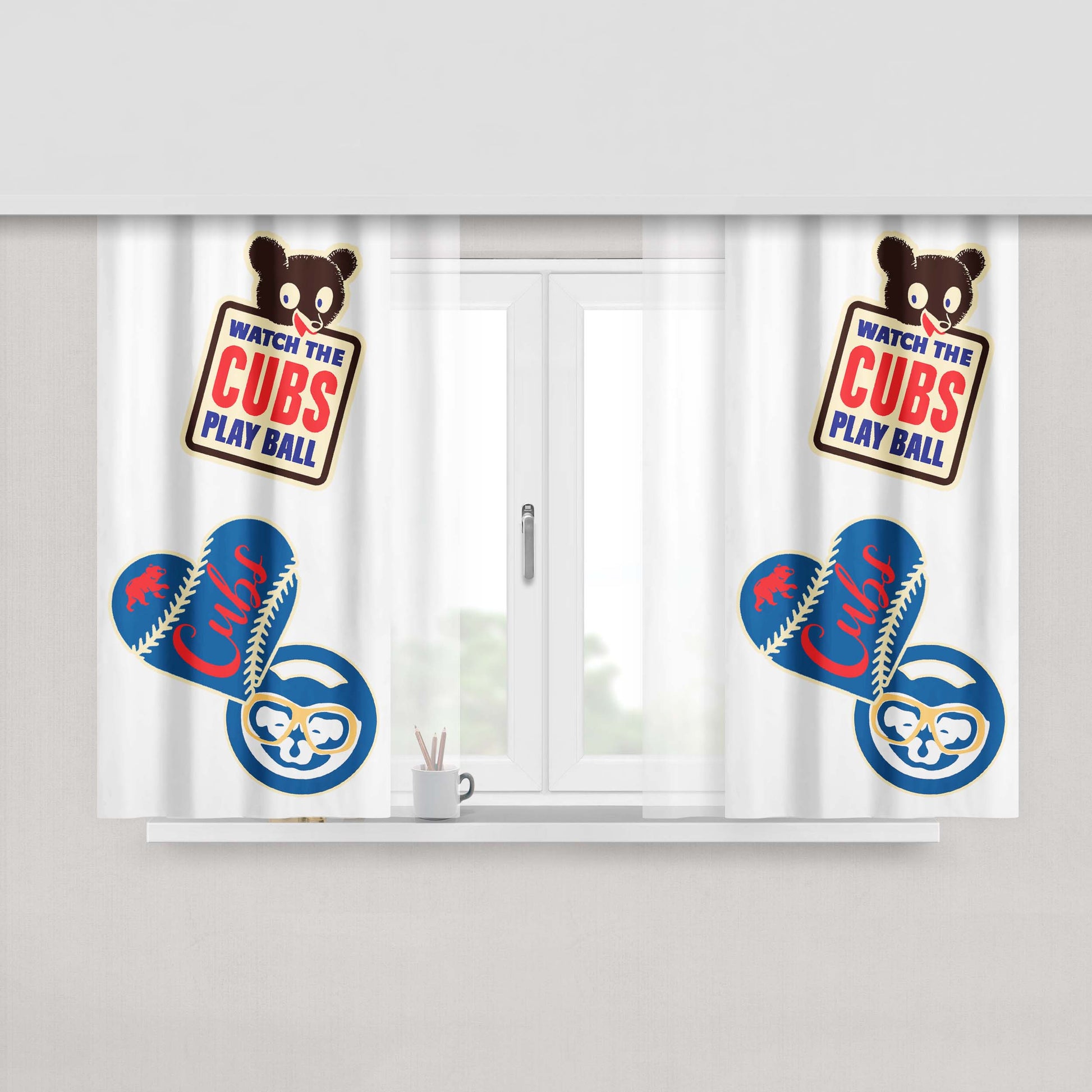 Chicago Watch The Cubs Baseball Peach Skin Window Curtains