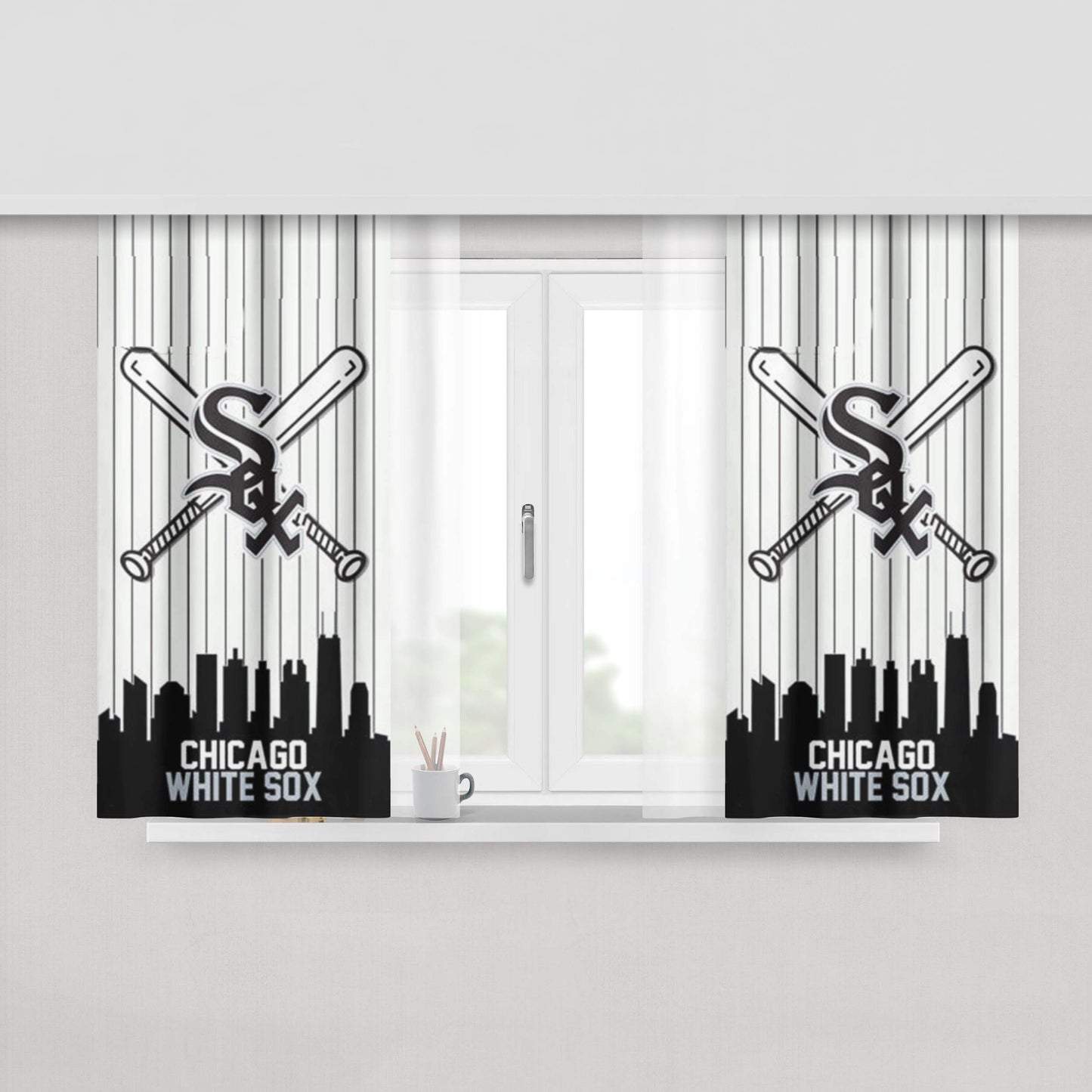 Chicago White Sox Baseball Jersey Logo Peach Skin Window Curtains