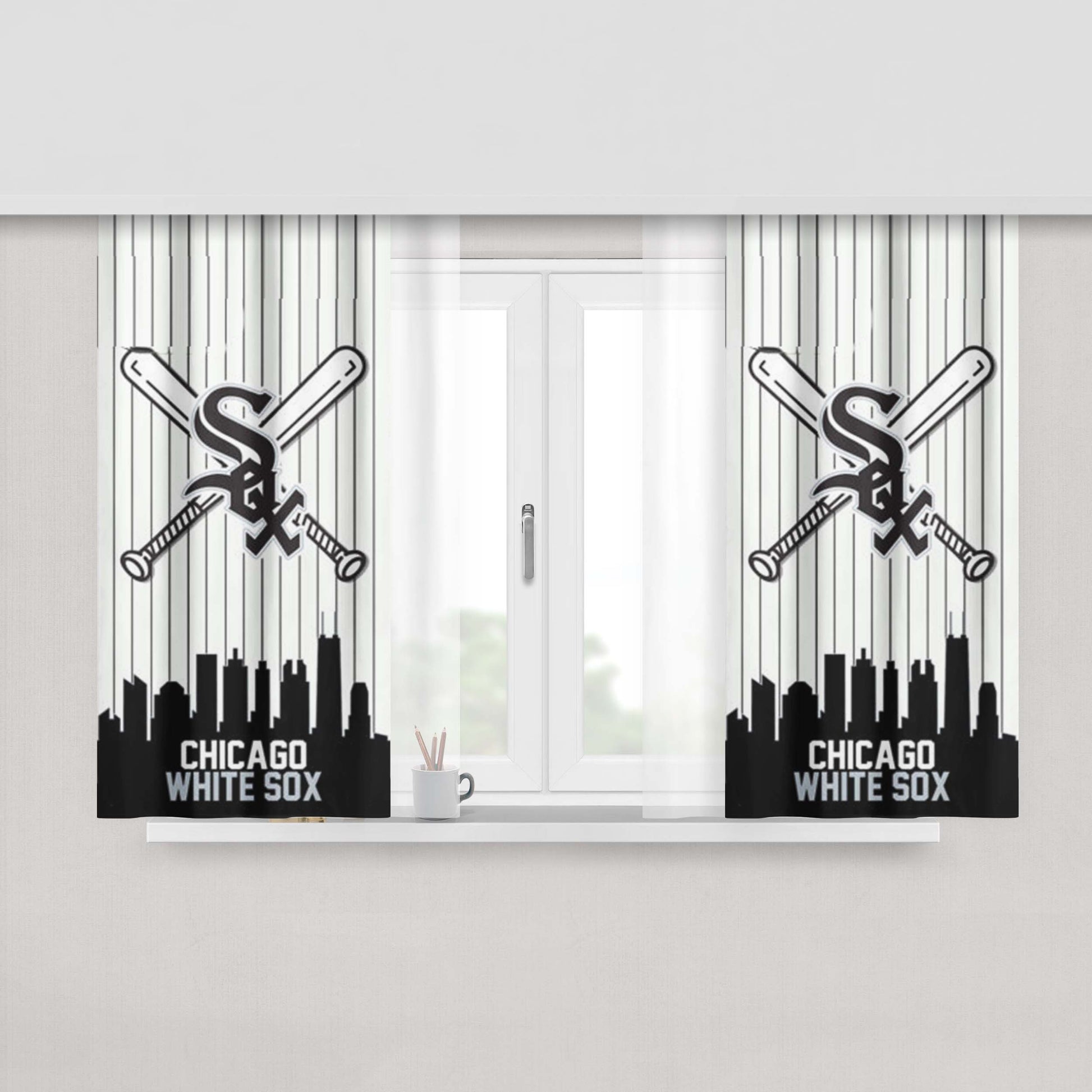 Chicago White Sox Baseball Jersey Logo Peach Skin Window Curtains