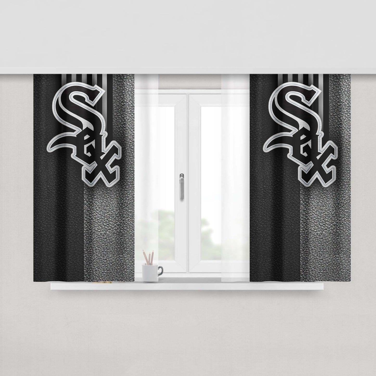 Chicago White Sox Leather Texture Peach Skin Window Curtains