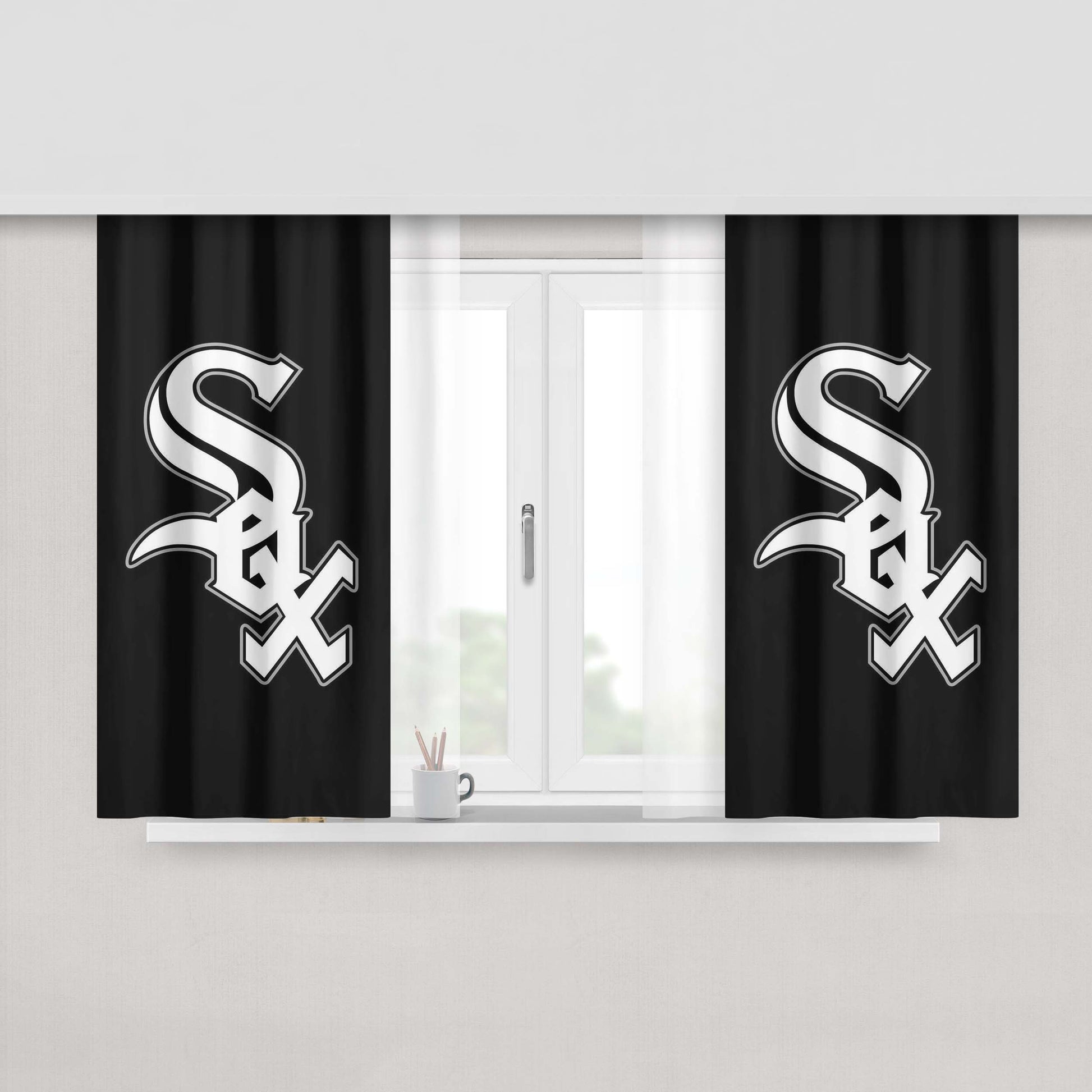 Chicago White Sox Logo Peach Skin Window Curtains