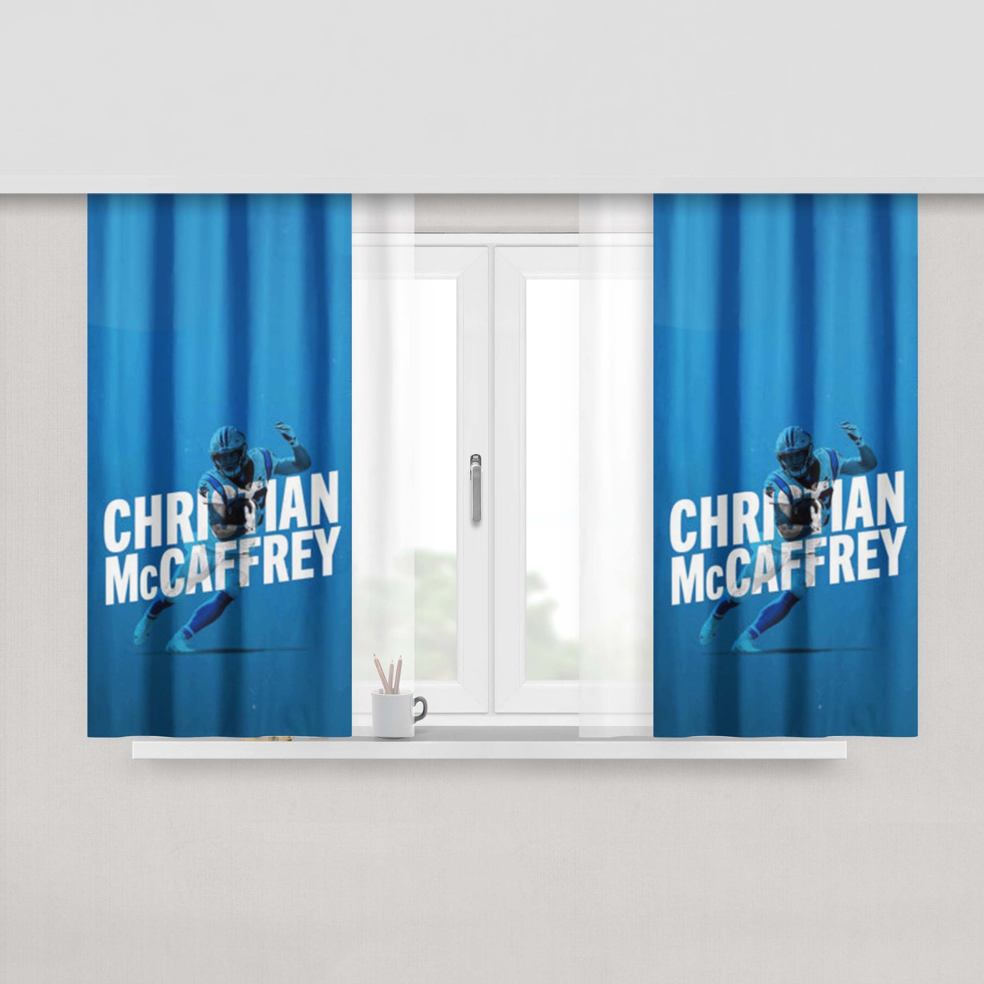 Christian Mccaffrey Carolina Panthers Peach Skin Window Curtains