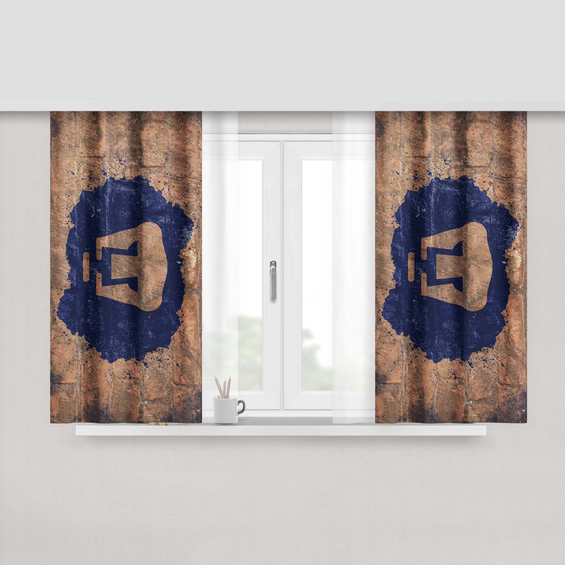 Club Universidad Pumas Unam Brown Peach Skin Window Curtains